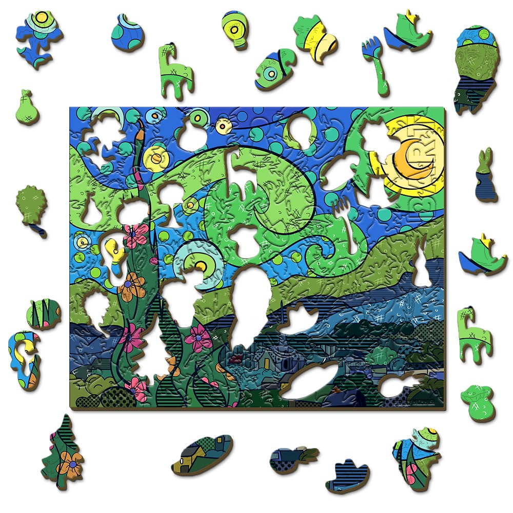 WOODEN JIGSAW PUZZLE VINCENT VAN GOGH STARRY NIGHT 1311