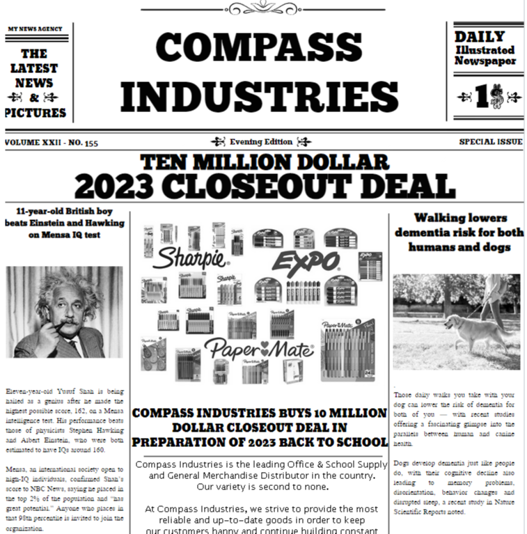 COMPASS BUYS 10 MILLION DOLLAR CLOSEOUT DEAL IN PREPARATION OF 2023 BACK TO SCHOOL 173