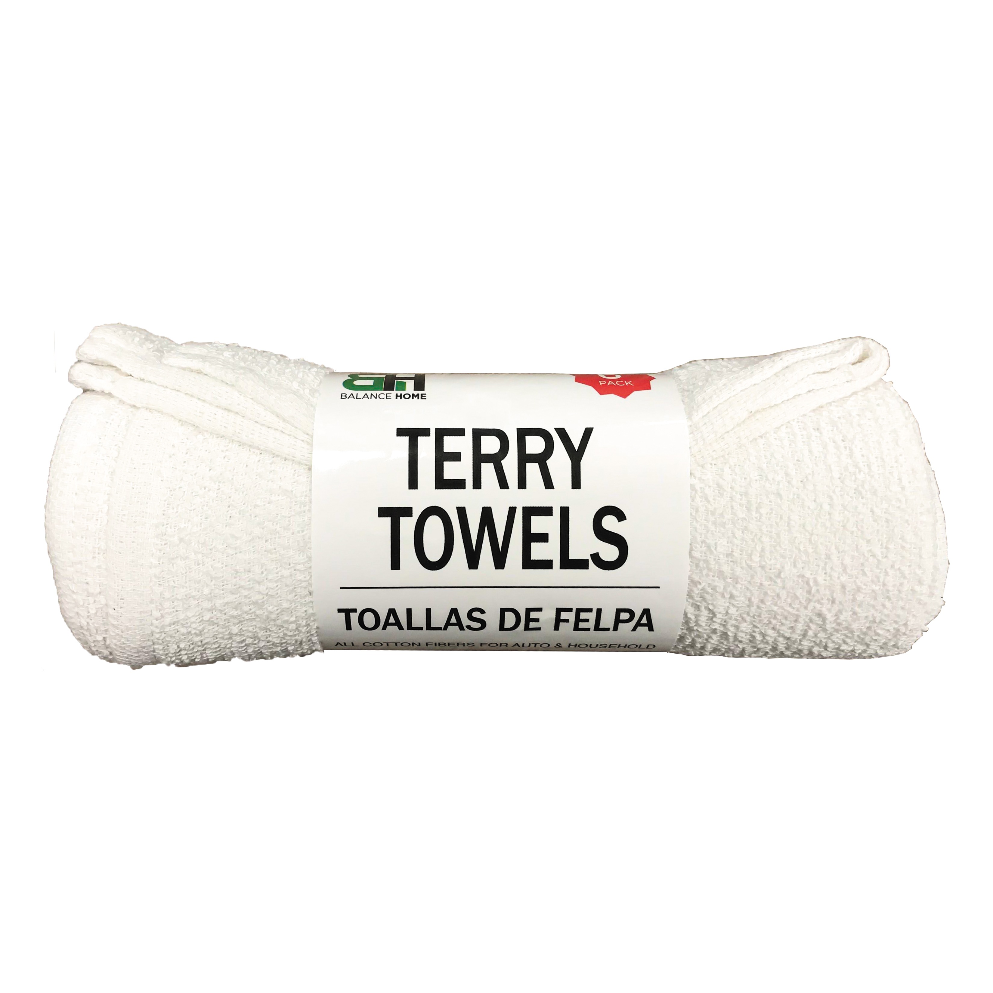 6pk Terry Towels - White (12pc case) 734